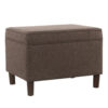 Fero Storage Ottoman, 24 Inch Rectangular Hinged Lid, Brown Fabric