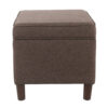 Fero Storage Ottoman, 24 Inch Rectangular Hinged Lid, Brown Fabric