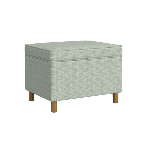Fero Storage Ottoman, 24 Inch Rectangular Hinged Lid, Sage Green Woven