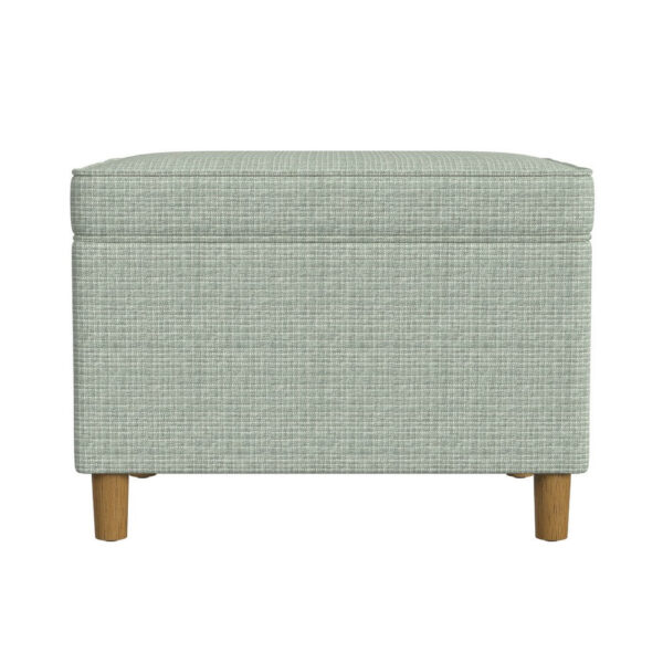 Fero Storage Ottoman, 24 Inch Rectangular Hinged Lid, Sage Green Woven