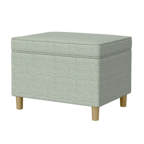 Fero Storage Ottoman, 24 Inch Rectangular Hinged Lid, Sage Green Woven