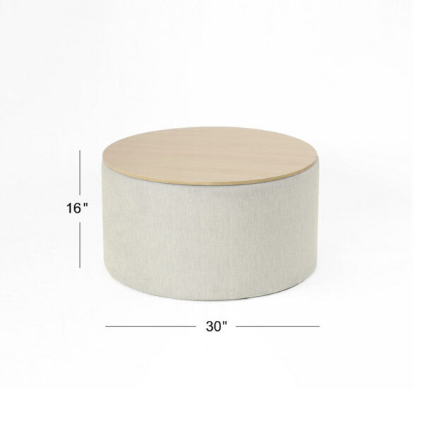 1502202669924939e8d22.jpeg Mesy Storage Ottoman, 30 Inch Round Lift Tray Top, Light Gray Woven