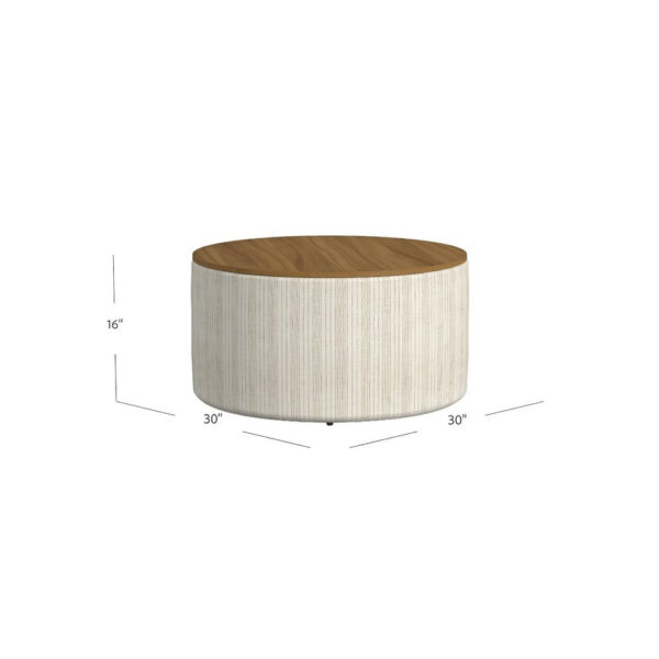 150220266992494fc7686.jpeg Jena Storage Ottoman, 30 Inch Round Lift Tray Top, Ivory Pinstripes