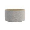 Mesy Storage Ottoman, 30 Inch Round Lift Tray Top, Light Gray Boucle