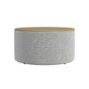 Mesy Storage Ottoman, 30 Inch Round Lift Tray Top, Light Gray Boucle