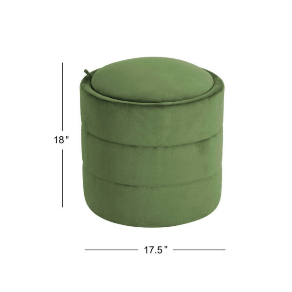 150220266992497741696.jpeg Pero Storage Ottoman, 18 Inch Round Removable Lid, Rich Green Velvet
