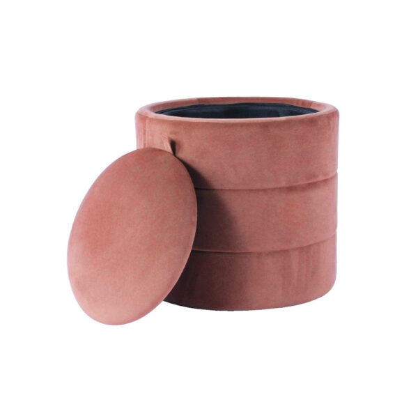 150220266992497da2735.jpeg Pero Storage Ottoman, 18 Inch Round Removable Lid, Blush Pink Velvet