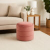 150220266992498475711.jpeg Pero Storage Ottoman, 18 Inch Round Removable Lid, Blush Pink Velvet