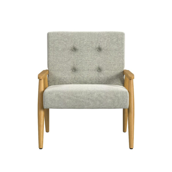 Accent Chair, Soft Light Gray Fabric Seat, Button Tufted Backrest