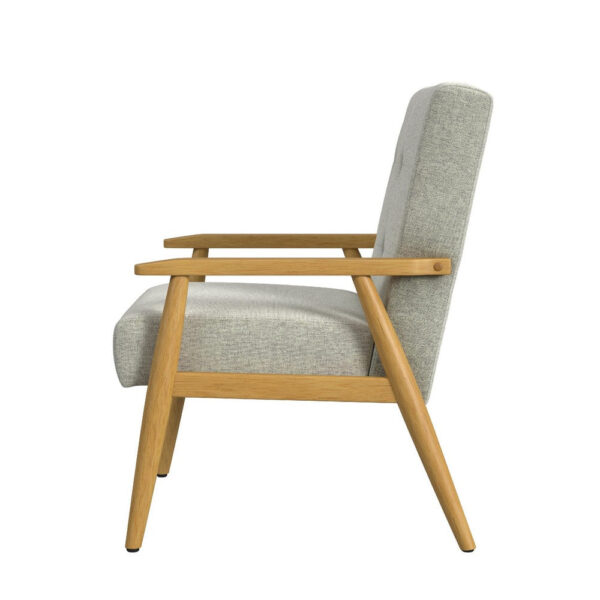 Accent Chair, Soft Light Gray Fabric Seat, Button Tufted Backrest