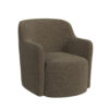 Kopi Swivel Accent Club Chair, Dark Brown Boucle, Curved Backrest