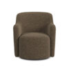 Kopi Swivel Accent Club Chair, Dark Brown Boucle, Curved Backrest