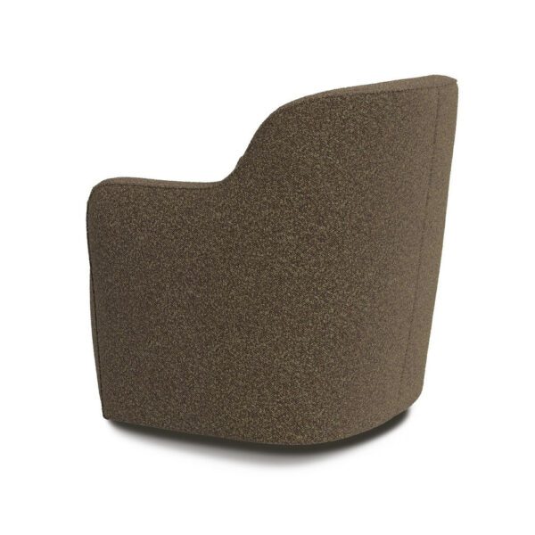 Kopi Swivel Accent Club Chair, Dark Brown Boucle, Curved Backrest