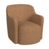 Kopi Swivel Accent Club Chair, Light Tan Brown Boucle, Curved Backrest