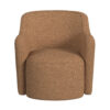 Kopi Swivel Accent Club Chair, Light Tan Brown Boucle, Curved Backrest