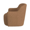 Kopi Swivel Accent Club Chair, Light Tan Brown Boucle, Curved Backrest