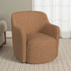 Kopi Swivel Accent Club Chair, Light Tan Brown Boucle, Curved Backrest