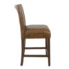 24 Inch Counter Stool Chair, Brown Wood Frame, Faux Leather Seat