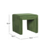 Ada Footstool Ottoman with Channel Tufted Green Velvet, 19 Inch