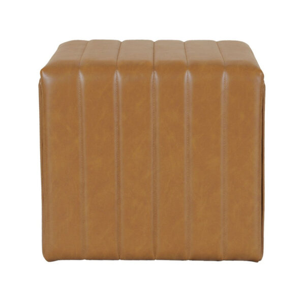 1502202669924a324f4c3.jpeg Ada Footstool Ottoman, Channel Tuft Caramel Brown Faux Leather 19 Inch