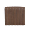 Ada Footstool Ottoman, Channel Tufted Brown Faux Leather, 19 Inch
