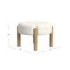 Eli 22 Inch Ottoman Footstool, Cream Boucle and Natural Brown Hardwood