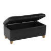 Bea Storage Ottoman Bench with Tufted Black Faux Leather, 40 Inch