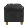 Bea Storage Ottoman Bench with Tufted Black Faux Leather, 40 Inch