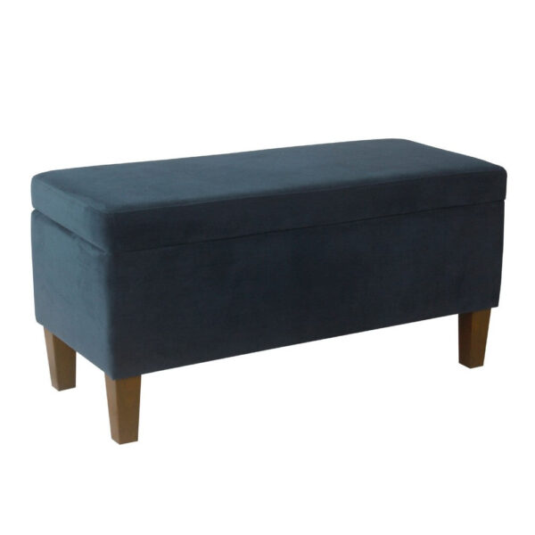 Ava Accent Storage Bench Ottoman with Navy Brown Velvet, 36 Inch