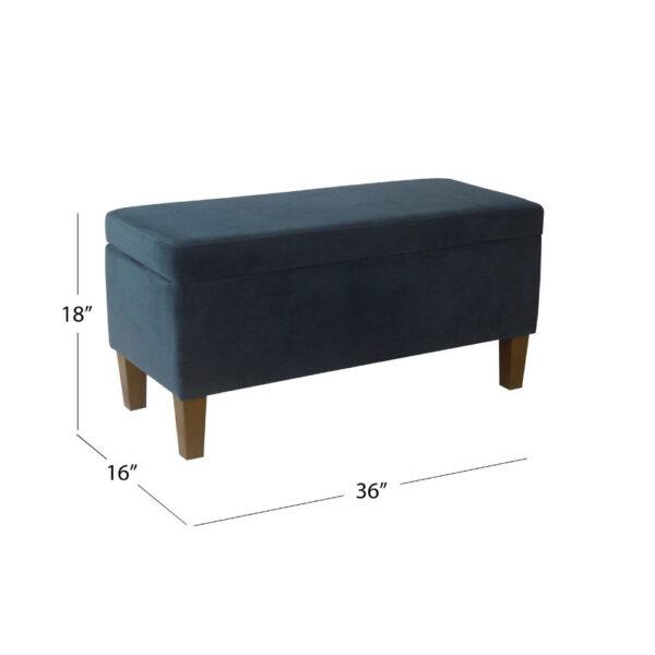 Ava Accent Storage Bench Ottoman with Navy Brown Velvet, 36 Inch