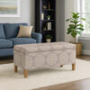 Ben Storage Bench Ottoman, Light Brown Medallion Design, 36 Inch