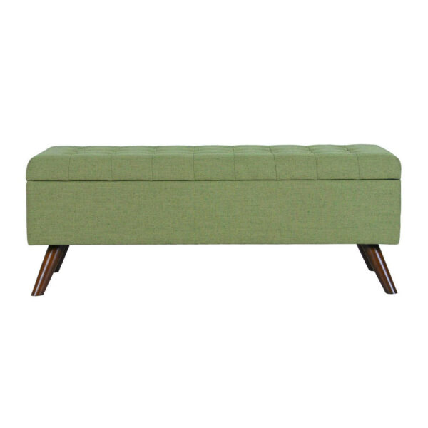 Eva Storage Bench Ottoman, Olive Green Woven Polyester, Brown, 48 Inch