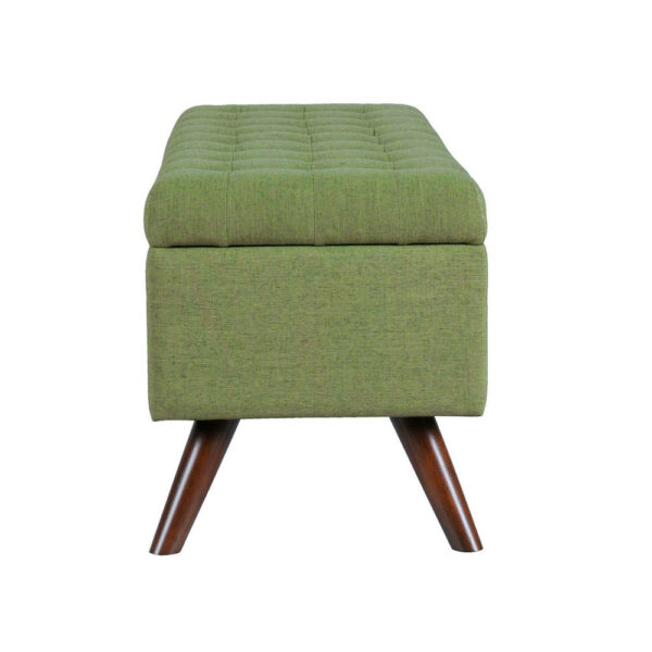 Eva Storage Bench Ottoman, Olive Green Woven Polyester, Brown, 48 Inch