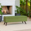Eva Storage Bench Ottoman, Olive Green Woven Polyester, Brown, 48 Inch
