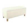 Liv Storage Bench Ottoman, Cream Sherpa, Natural Brown Wood, 42 Inch