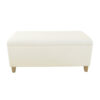 Liv Storage Bench Ottoman, Cream Sherpa, Natural Brown Wood, 42 Inch