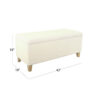 Liv Storage Bench Ottoman, Cream Sherpa, Natural Brown Wood, 42 Inch