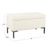 Ray Storage Bench Ottoman, Cream White Boucle, Metal Legs, 32 Inch