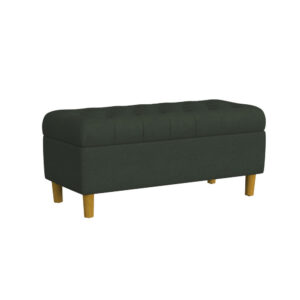 Sol Storage Bench Ottoman, Forest Green Soft Velvet, Brown, 40 Inch