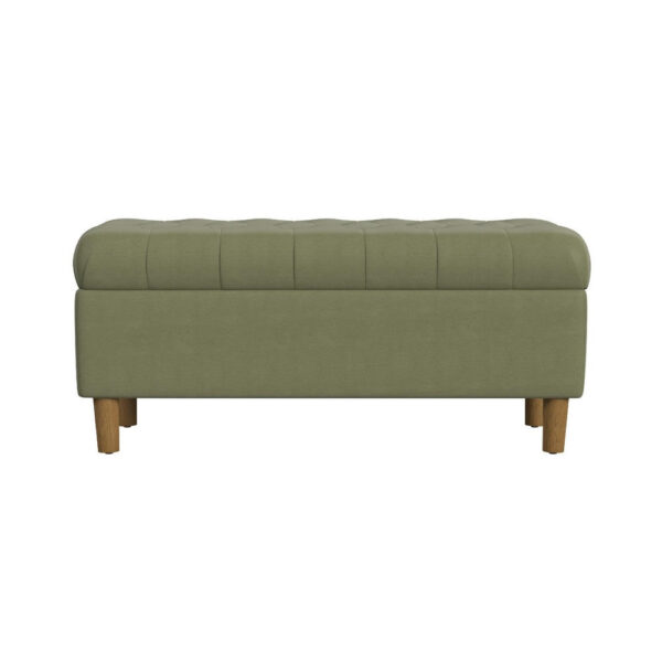 Sol Storage Bench Ottoman, Light Sage Green Velvet, Brown, 40 Inch