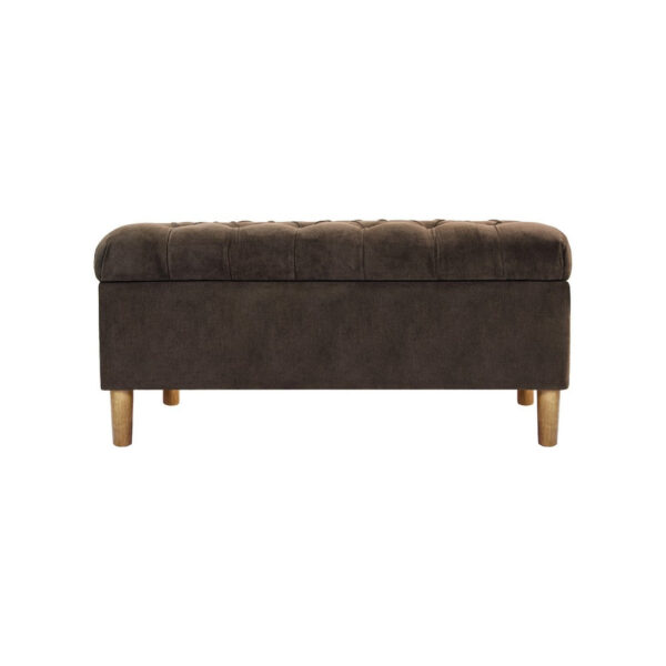 Sol Storage Bench Ottoman, Chocolate Brown Velvet, Wood, 40 Inch