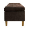Sol Storage Bench Ottoman, Chocolate Brown Velvet, Wood, 40 Inch