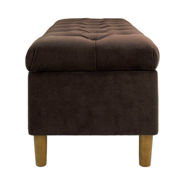 Sol Storage Bench Ottoman, Chocolate Brown Velvet, Wood, 40 Inch