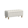 Sol Storage Bench Ottoman, Cream Woven Fabric, Brown Wood, 40 Inch