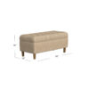 Sol Storage Bench Ottoman, Light Tan Woven Fabric, Brown Wood, 40 Inch
