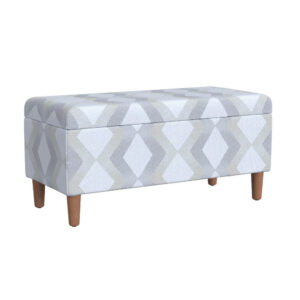 Zia Accent Storage Bench, Cream Gray Woven Diamond Pattern, 36 Inch