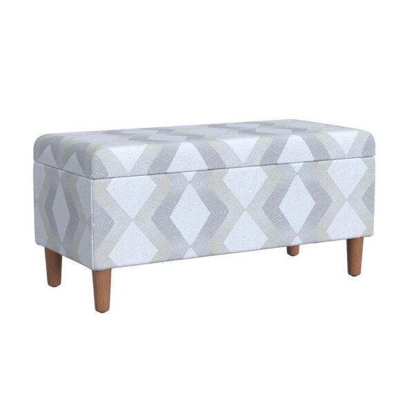 Zia Accent Storage Bench, Cream Gray Woven Diamond Pattern, 36 Inch