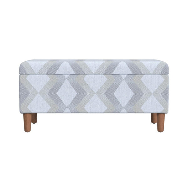 Zia Accent Storage Bench, Cream Gray Woven Diamond Pattern, 36 Inch