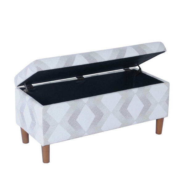 Zia Accent Storage Bench, Cream Gray Woven Diamond Pattern, 36 Inch