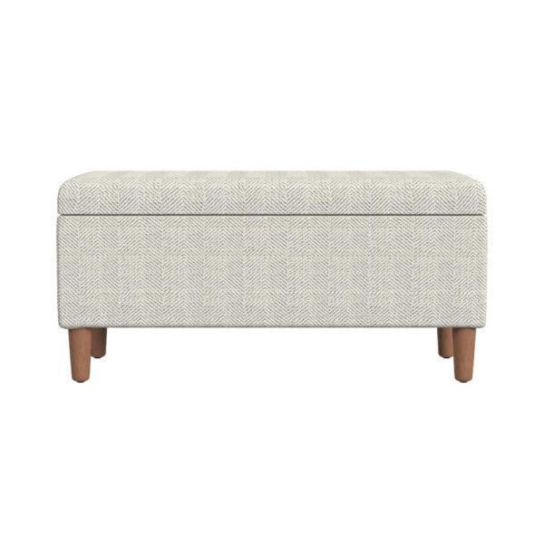 Zia Accent Storage Bench, Cream Chevron Woven Fabric, Brown, 36 Inch
